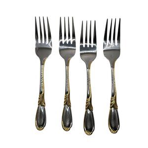 RetroNeu Linda Salad Fork Set Of 4 Stainless Steel With Gold Accent Elegant Desi